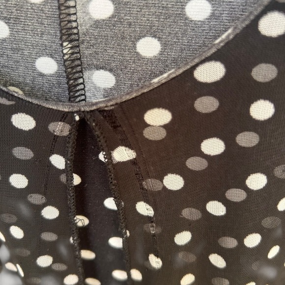 Susan Lawrence Womens Black White Polka Dot Sleeveless V-Neck Layered Blouse XL - Picture 7 of 7